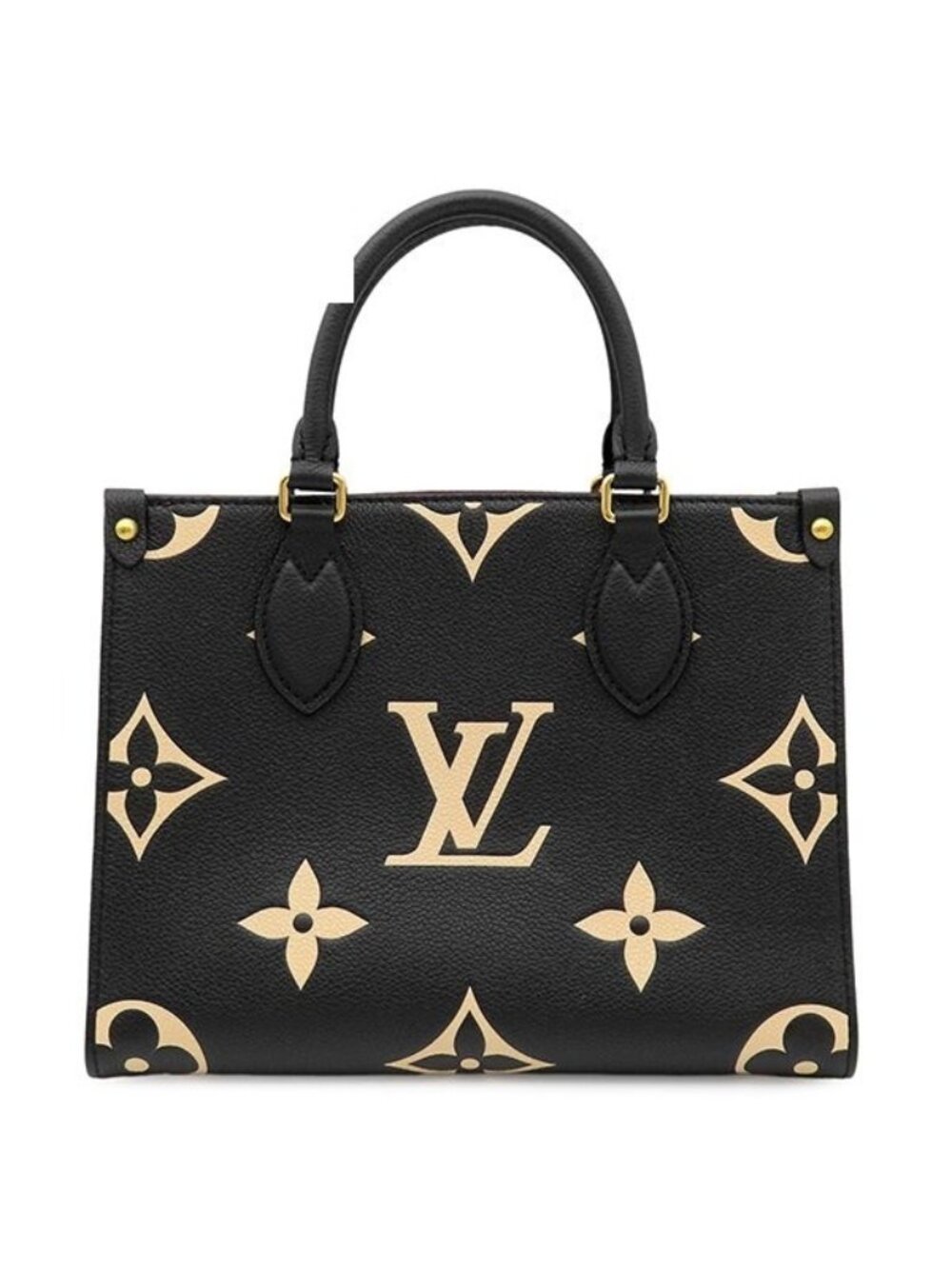 Louis Vuitton Handbag On The Go PM Monogram Empreinte Black Beige Gold